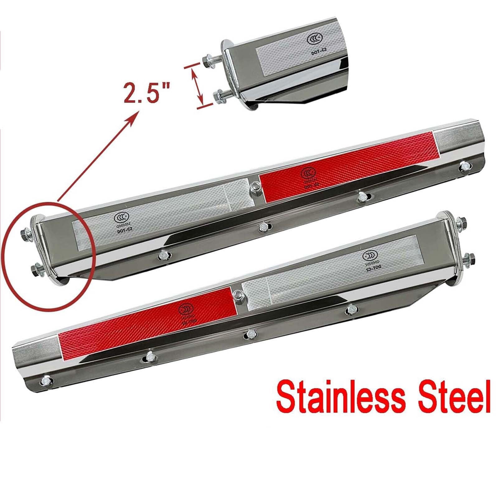 BST BSSP 2-1/2" 2.5" Bolt Spacing Straight Spring Loaded Mud Flap Hanger&Univeral Mudflaps for Semi Trucks Commercial Trailer Stainless Pair Set, Right & Left Side