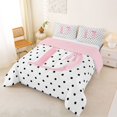 thumbnail image 2 of Manfei Bowknot Alphabet Print D King Size Comforter Sets,Pink Ribbon Bows Comforters King Size,Pink Reversible,3pcs,1 Comforter and 2 Pillowcases, 2 of 7