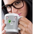 thumbnail image 2 of 3drose, Cute Winking Cat Grey with Green Eyes, 11oz Mug, 2 of 6