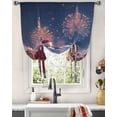 thumbnail image 3 of Santa Elk Christmas Tie Up Curtains for Window, Xmas Fireworks Snowflake Thermal Insulted Balloon Shade Adjustable Rod Pocket Curtains Valance Panels for Kitchen Bathroom Café 42 x 45, 3 of 7