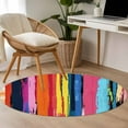 thumbnail image 5 of Round Rugs 3 Ft, Colorful Striped Non Slip Area Rugs for Kitchen Bedroom Entryway, Modern Rainbow Abstract Graffiti Art Washable Carpet Runner Rug Floor Mats for Bedroom Home Decor, 5 of 9