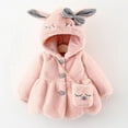 thumbnail image 3 of GYRATEDREAM Infant Toddler Girls Winter Hooded Coat Baby Faux Fur Fleece Rabbit Ears Warm Thicken Jacket Dress up Long Sleeve Party Wedding Hoodies Outwear for 6 Months-5 Years, 3 of 8