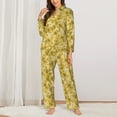thumbnail image 2 of KLL Flower Print Women's Long Sleeve Pajamas with Pants Sleepwear Loungewear 2 Set-X-Large, 2 of 7