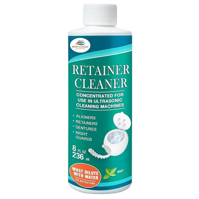 Ultrasonic Retainer Cleaner Solution Concentrate - Ultrasonic Denture Cleaner for Ultrasonic Machines - Cleans Mouthguards, aligners, and Nightguards - Updated Formula (8 oz, Mint)