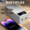 thumbnail image 3 of Power Bank Pila Batería Recargable Kimhi Carga Super Rapida 60,000mah Pd20w Portatil Color Blanco Con 4 Puertos Usb Y 1 Tipo C Bidireccional Cargador Para Celular Tablet Banco De Energia Pantalla Led, 3 of 5