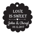 thumbnail image 1 of 100 PCS Love is Sweet Personalized Scallop Edge Wedding Favor Gift Paper Tags Custom Made Hang Tags, 1 of 1