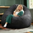thumbnail image 6 of Jaxx 6-Foot Giant Bean Bag Chair, Convertible 2-in-1 Chair & Bed for Adults, Microsuede Black, 6 of 8