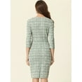 thumbnail image 3 of DARING DIVA Elegant Dress Plaid Tweed Bodycon Dress M Green, 3 of 6