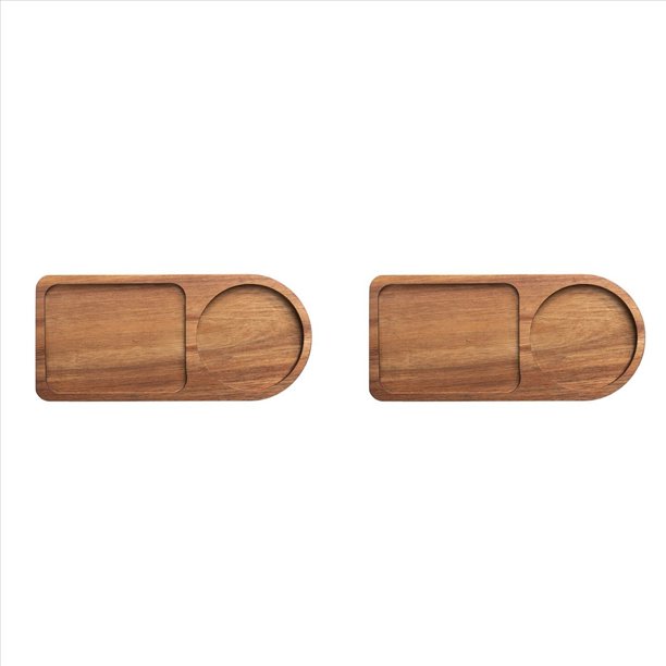 2X Bandeja de Café de Madera Bandeja de Desayuno para Servir Alimentos ArtíCulos de Café para HosteleríA DecoracióN de ArtíCulos de Té Accesorio de DecoracióN de Mesa C