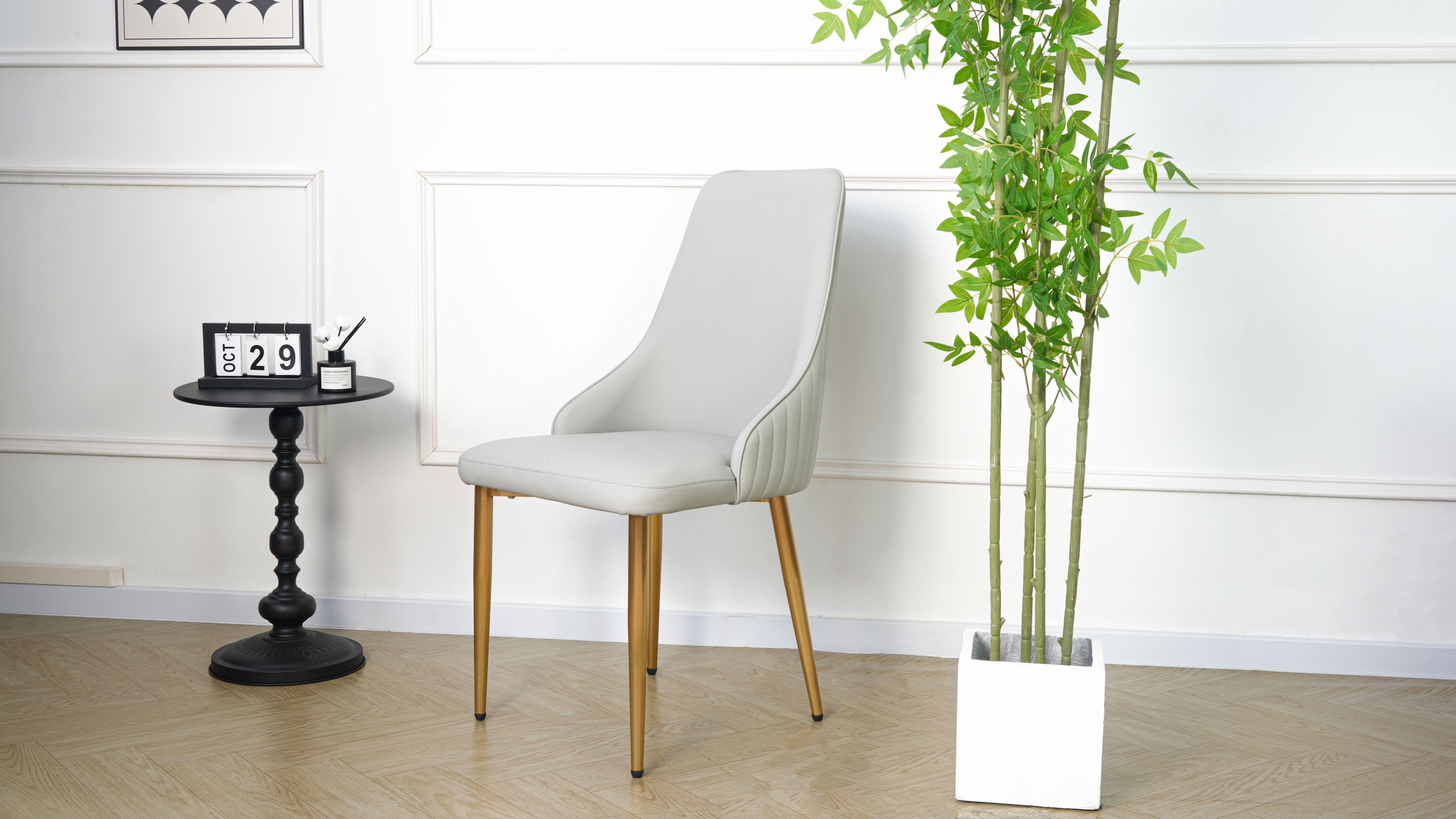 bokifol Modern Faux Leather Dining Chair Set of 2, Gray Upholstered Chairs for Living Room Reception Room