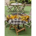thumbnail image 2 of Round Outdoor Tablecloth With Umbrella Hole And Zipper– Vintage Summer Waterproof Patio Table Cover for Party, Picnic, Backyard, 60" Dia. , Hello Sunshine Lemon Checkered Yellow Black, 2 of 8