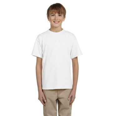 Gildan Ultra Cotton Youth Tee , G200B , White , Large