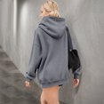 thumbnail image 3 of WTOBBY Women's Zip Up Hoodie Oversized Sweatshirt Fall Fashion Casual Jacket Long Sleeve Pullover for Street Style Comfort Wear,Gray M, 3 of 5