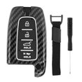thumbnail image 1 of Carcasa para llave de coche, textura de fibra de carbono, ajuste Universal de 4 botones para Hyundai, 1 of 11