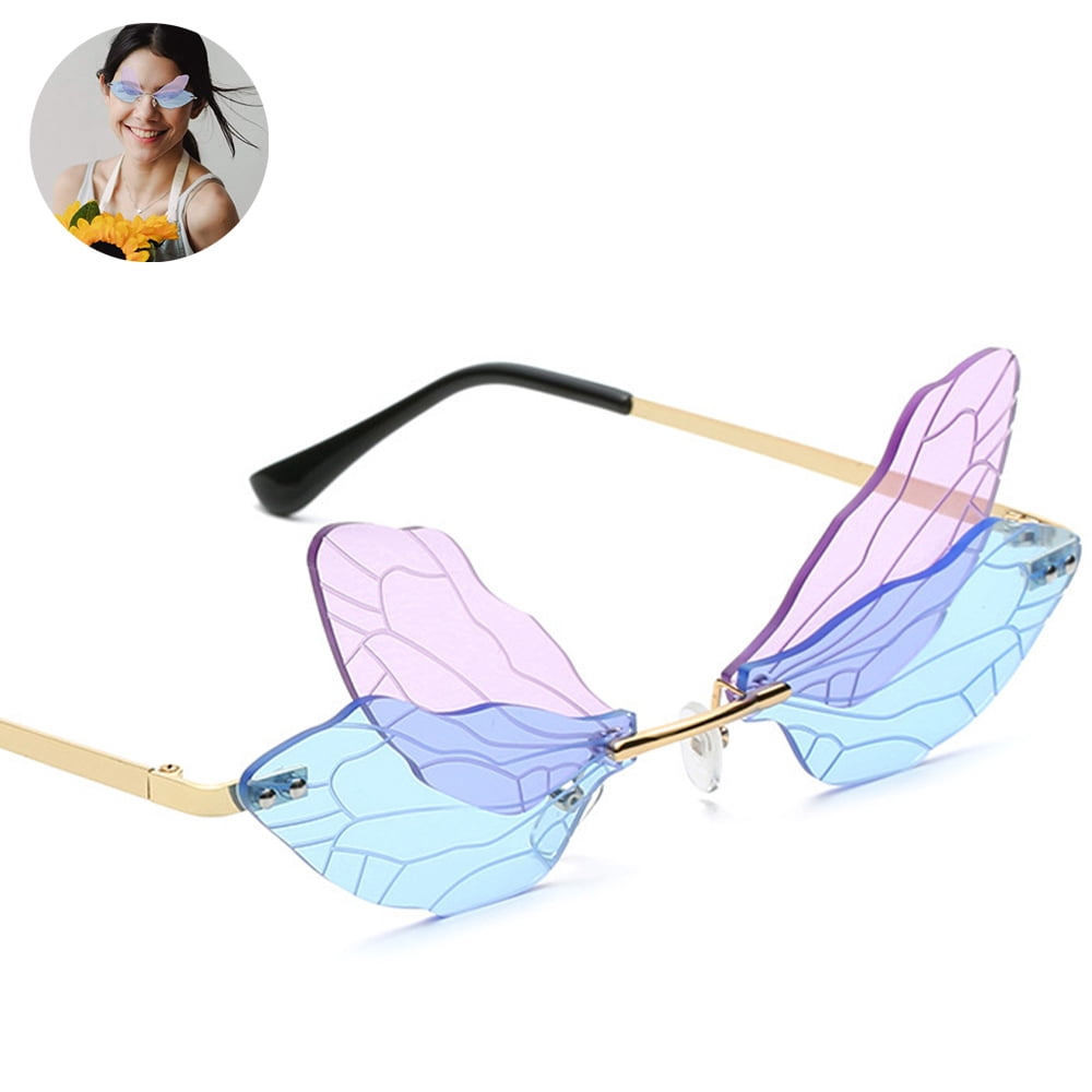 Dragonfly Wing Shape Sunglasses for Women/Men Frameless 