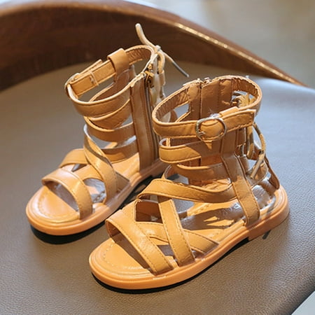 

BTJX Toddler Kids Baby Girls Solid Rubber Sandals Non-Slip Shoes Cross Sandals