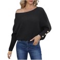 thumbnail image 2 of Riecok Plus Size Sweater for Women Long Sleeves Crewneck Solid Color Oversized Fall and Winter All-match Casual Fashion Knit Tops Sweaters Black L, 2 of 5
