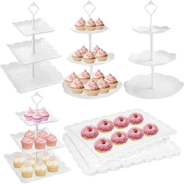 10 Pcs Cupcake Stand, Plastic Cake Display Stand Dessert Serving Tray for Tea Party, Birthday, Weding