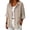 Beige, variant on LEKODE Women Stand Collar Three Quarter Rolled Sleeve Wood Button Dual Side Patch Pockets Solid Smooth Linen Short Casual Layering Jacket Lightweight Spring Daily Office Outer Topper Beige L