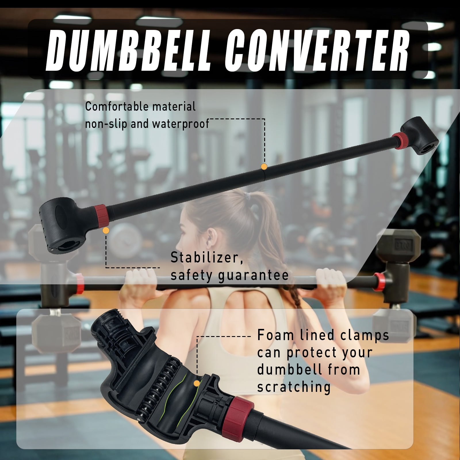 KORIKAHM Dumbbell Barbell Converter Bar, Adjustable Weight Capacitry Bar Convert to Dumbbell Set for Home Gym Strength Training