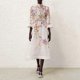 thumbnail image 1 of Zim Style Natura Buttoned Belted Printed Linen Midi Dress, 1 of 5