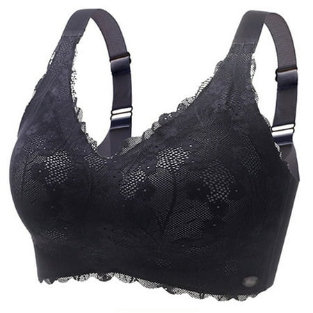 Sopiago Bralette for Women Supportive Bra Push Up Comfort Soft No Underwire Full Coverage T-Shirt Bra Black 6XL