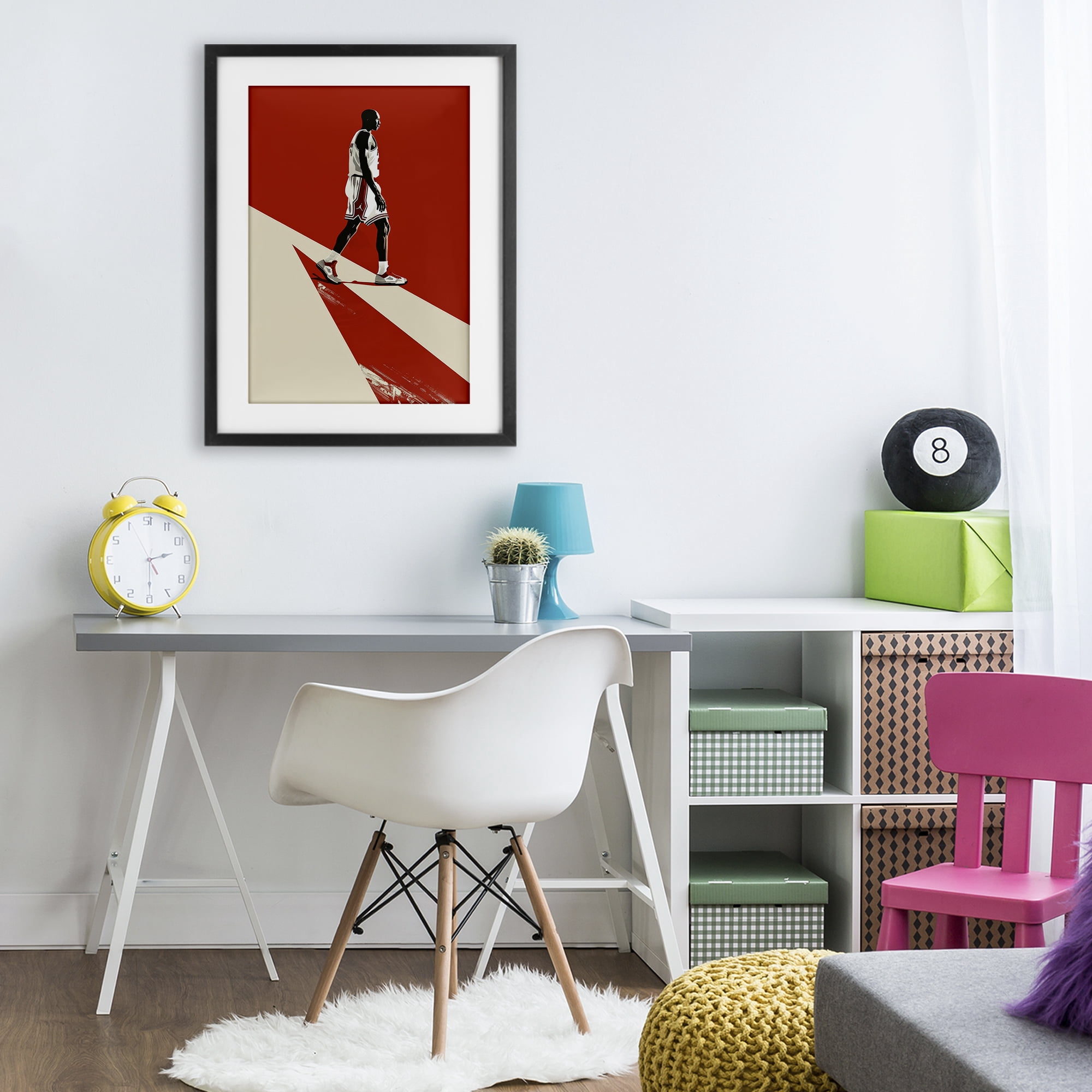 Stupell Industries Retro Basketball Legend Black Framed Print Under Glass, design by Ray Powers