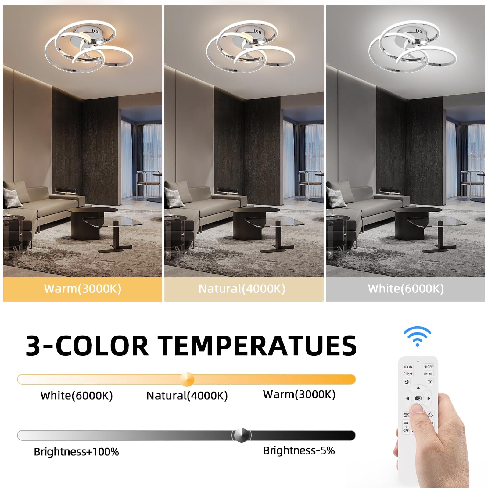 ADISUN Modern LED Ceiling Light 42W Dimmable Lighting Fixture with Remote Control Flush Mount Ceiling Lamp for Bedroom Living Dining Room Kitchen