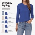 thumbnail image 4 of QUALFORT Women's Long Sleeve Shirts, 100% Cotton Crew Neck Long Sleeve T Shirt for Women, Soft Lightweight Casual Basic Cotton Top, Royal Blue XL, 4 of 7