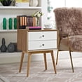 thumbnail image 2 of Nightstand Side End Table, Wood, Brown Natural White, Modern Contemporary Urban Design, Bedroom Master Guest Suite Living Room, 2 of 5