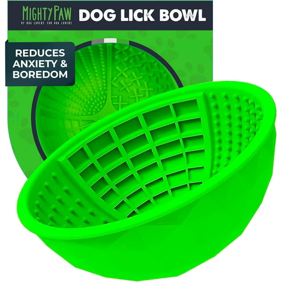 Mighty Paw Dog Lick Bowl, Interactive Slow Feeder Puzzle for Anxiety, Calming and Boredom, Wobbles or Stays Put, Slow Feeder Dog Bowl Works with Soft Food and Supports Oral Health