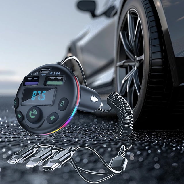 New Digital Car Charger Fast Charging Mobile Phone Charging Head One To Four With Car Charger