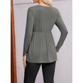 thumbnail image 4 of Weardear 4 Packs Maternity Shirts V Neck Long Sleeve Pleated Waist Pregnancy Tops, 4 of 6