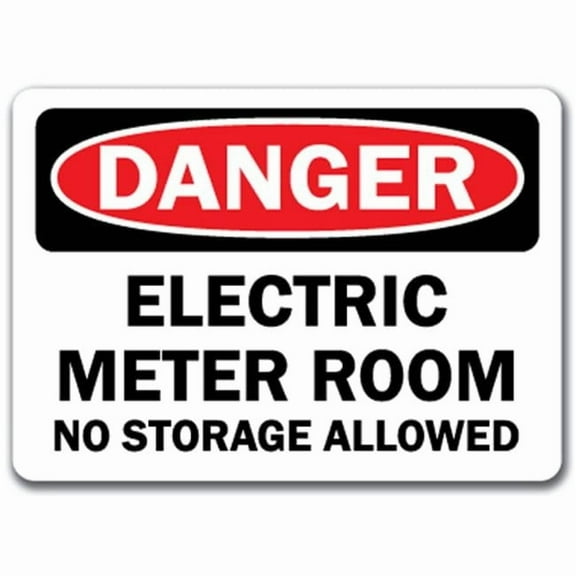 Danger Sign - Electric Meter Room No Storage Allowed - 10" x 14" OSHA Safety Sign