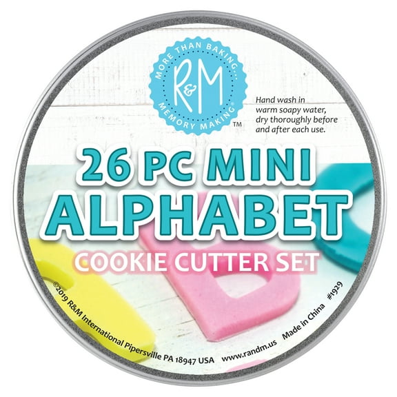 R&M International Mini Alphabet Cookie Cutter Set In Can
