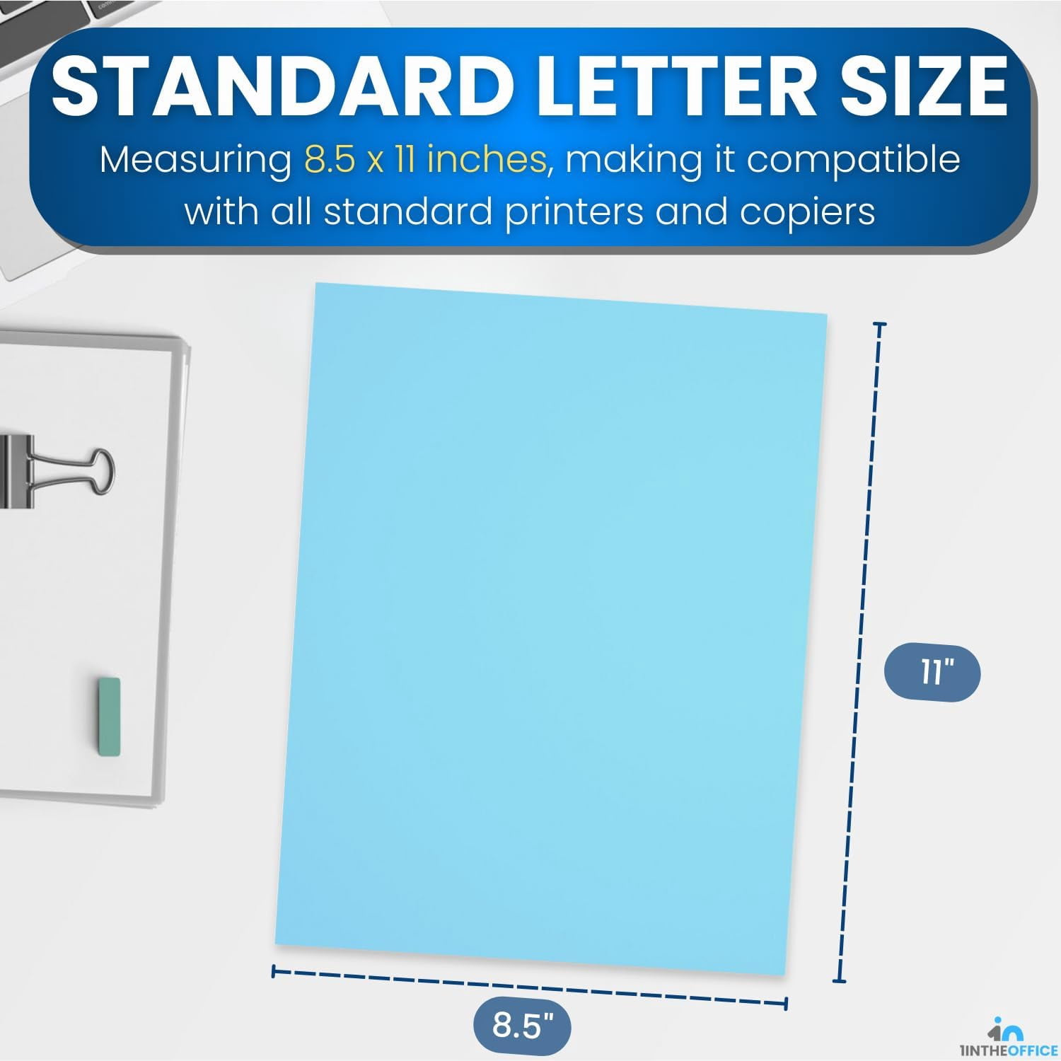 1InTheOffice Blue Copy Paper, Printer Paper, Colored Copy, 20 lbs., 8.5" x 11", 500 Pack