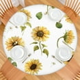 thumbnail image 2 of Water-Resistant Sunflower Tablecloth with Elastic Fit, Round Polyester Cover for Patio and Dining Room, Fits 44-52 Inch Diameter, 2 of 7