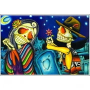 Noche De Los Muertos By Dave Sanchez Sugar Skull Skeleton Love Wall Art Print Multi 12 In X 18 In