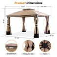 thumbnail image 5 of 11' x 13' Patio Gazebo with LED Lighting, Sturdy Outdoor Shelter Canopy featuring a Durable Metal Frame, Dual Roof Design, Mesh Netting, and Curtains for Garden, Lawn, or Backyard Use, 5 of 8