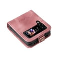 thumbnail image 4 of Dteck Case for Samsung Galaxy Z Flip 4,Magnetic Leather Card Pocket Case Shockproof Hard PC Bumper Wallet Cover,Pink, 4 of 8