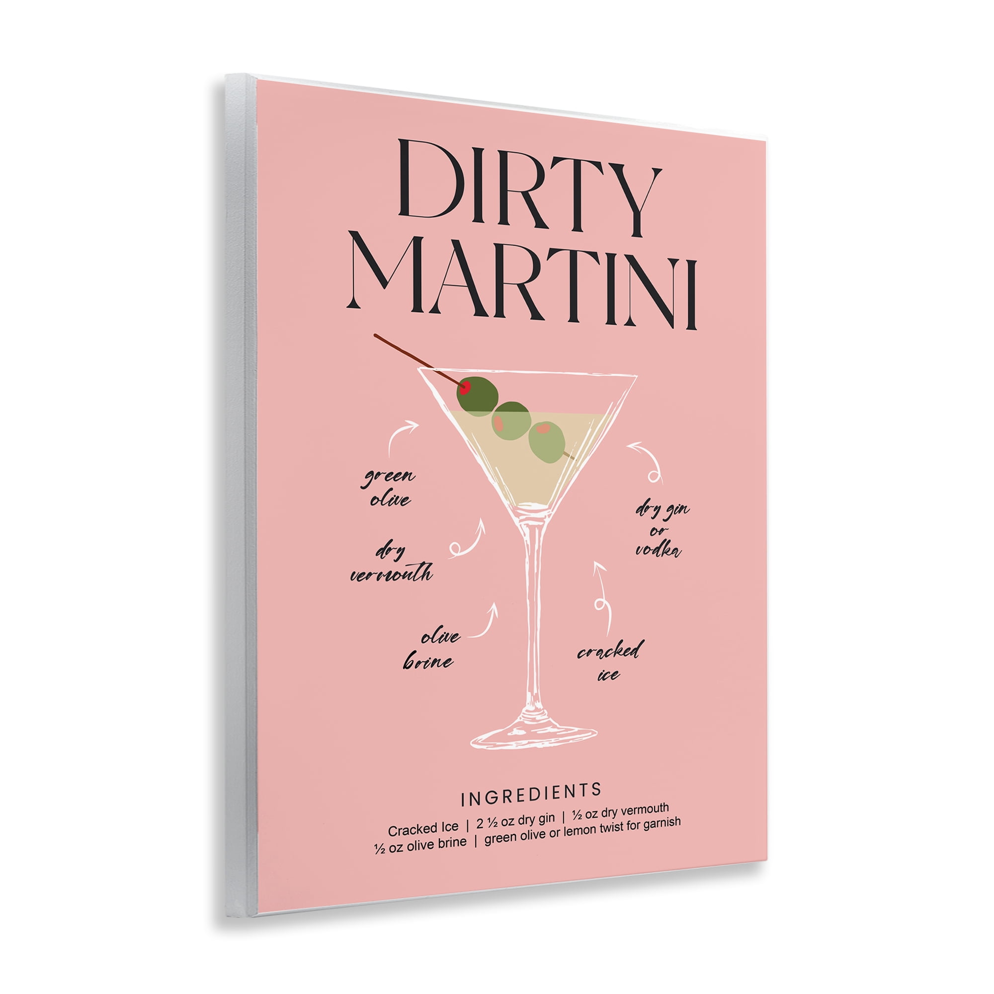 Stupell Industries Dirty Martini Pink Recipe Wall Plaque Art, design by Lettered and Lined
