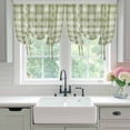 thumbnail image 5 of Tie Up Curtains for Windows Sage Green Buffalo Plaid Valance Adjustable Balloon Curtain Watercolor Check Stripes Tie Up Shades for Kitchen Living Room Bedroom Privacy Curtain Drape 34x45 Inch, 5 of 9