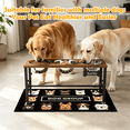 thumbnail image 6 of 3 IN 1 Adjustable Height Elevated Dog Bowl Stand, Wooden Raised Dog Bowls with Three 58oz Stainless Steel Bowls & Mat for Small to Large Dog Breeds, 6 of 7