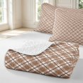 thumbnail image 4 of Manfei Modern Checkered Twin Quilt Set,Geometric Check Twin Coverlet Set,Brown White,2 Pieces,1 Bedspread and 1 Pillowcase, 4 of 7