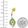 thumbnail image 3 of Body Candy Womens 14G PVD Stainless Steel Belly Ring Piercing Double Peacock Belly Button Ring, 3 of 8