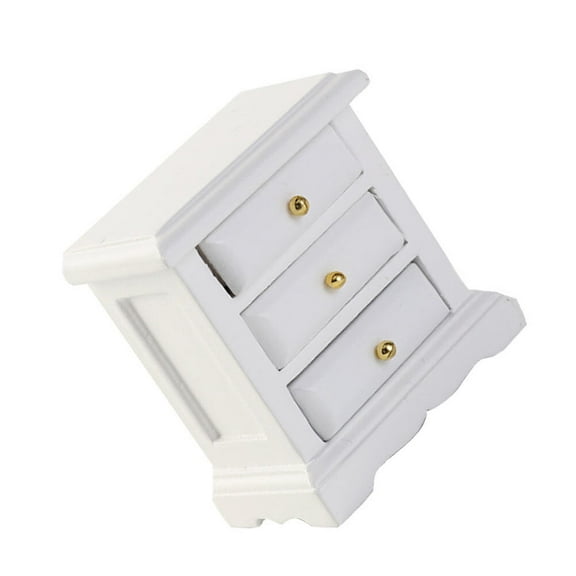 Topbathy 1Pcs Dollhouse Dresser Cabinet Wooden White Furniture for Dollhouse Home Decoration