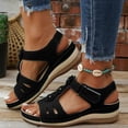 thumbnail image 2 of Rotm Womens Sandals Sandals for Women Wide Width Women Shoes Fashion Slope Heel Sandals Comfortable Round Toe Buckle Causal Sandals Shoes Black,6, 2 of 6