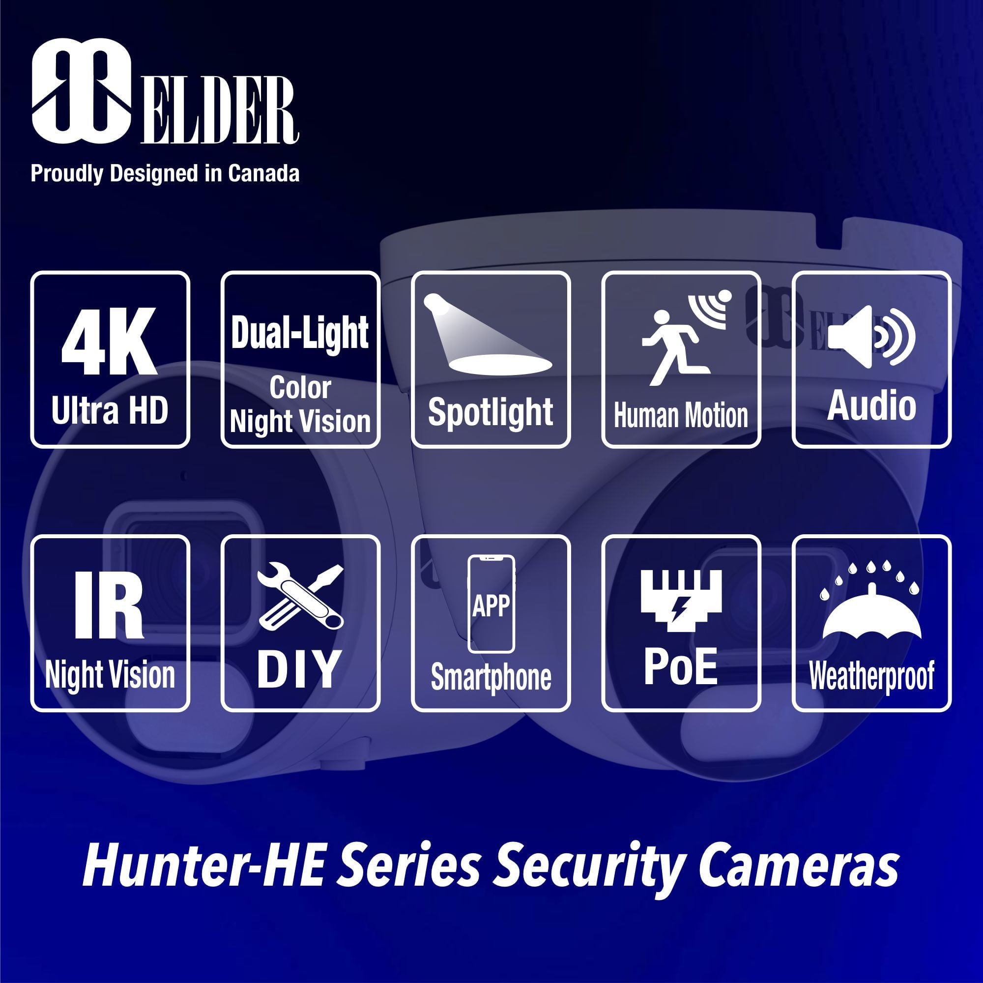 Elder Security Camera System 4K 8MP, 8Ch PoE NVR 6-Camera Surveillance Kit Outdoor 2TB HDD Audio, Wired Home Security Camera System DIY, Hunter-LE Series