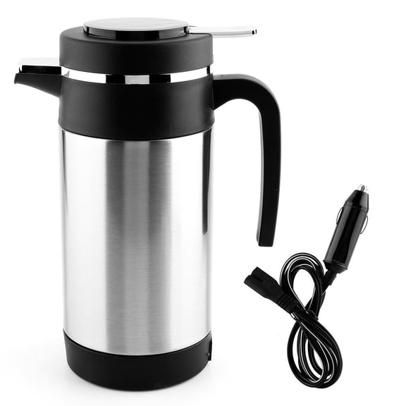 Xirurus 1000 mL Stainless Steel Car Electric Kettle – 12V, Leak‑Proof, Temperature Control, Auto Shut‑Off, Ideal for Coffee & Tea