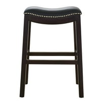 New Ridge Home Goods Julian 25" Faux Leather Counter Height Barstool in Black